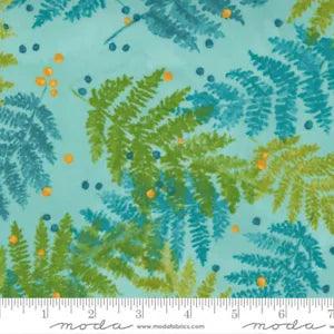 Carolina Lilies Ferns Leaves Aqua Blue by Robin Pickens for Moda 1/2 Yard