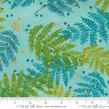 Carolina Lilies Ferns Leaves Aqua Blue by Robin Pickens for Moda 1/2 Yard