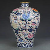 12.8" Rare China Porcelain Qing Dynasty Blue and white peony plum blossom bottle