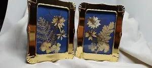Pressed Flower Pictures Matched Pair Handmade Nigella Violas 3X4" Unique