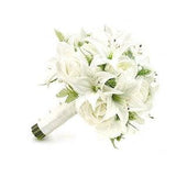 Real Touch Artificial White Ivory Tiger Lily Peonies Roses Hops Bridal Cascade Bouquet Bridesmaids Bouquets Prom Wedding Flowers Centerpiece