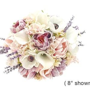 Real Touch Artificial Anemones White Pink Peonies Calla Lilies Bridal Bouquet Bridesmaids Bouquets Cascade Wedding Prom CenterpieceFlowers