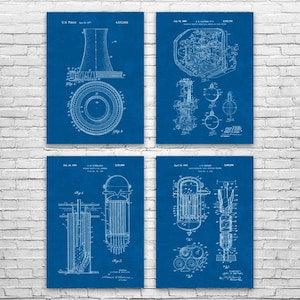 Nuclear Power Patent Posters Set of 4, Power Technician, Engineer Gift, Industrial Decor, Power Station Art, Plant Blueprint, Architect Gift
