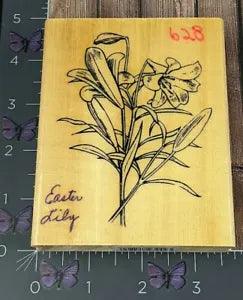 Anita's Easter Lily Flower Rubber Stamp Wood #H24