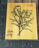 Anita's Easter Lily Flower Rubber Stamp Wood #H24