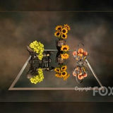 Original Still Life Art Print Of Sunflowers, Grapes, Peaches,  Old Weigh Scale All Reflected On A Mirror.  Fine Art Photography.