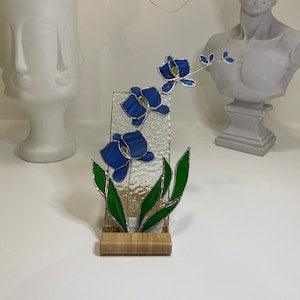 Stained Glass Orchid Panel With Stand  ?  3D Stained Glass Home Decor ? Gift For Her