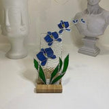 Stained Glass Orchid Panel With Stand  ?  3D Stained Glass Home Decor ? Gift For Her