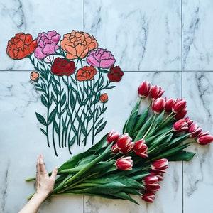 Paper cut collage , hand cut paper art work ?¡ã Peonies ?¡ã original paper cutting in bright colours , art silhouette of a bouquet, wall decor