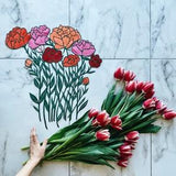 Paper cut collage , hand cut paper art work ?¡ã Peonies ?¡ã original paper cutting in bright colours , art silhouette of a bouquet, wall decor