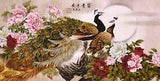 100% ORIENTAL ASIAN FINE ART CHINESE WATERCOLOR PAINTING-Peacock bird&peony