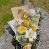 Finished Vibrant Crocheted Yellow Lily, Tulip & Rose Bouquet - Handmade Floral Artistry