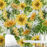 Sunflower Floral Wallpaper, Sunflower Removable Floral Wallpaper, Removable Wallpaper, Sunflowers Stick On Wallpaper, Floral Wallpaper F#24