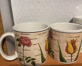 Coffee Mug Creamer 12 Oz Sakura  Birchwood 1998Tulip Daffodil Peony Iris Flowers