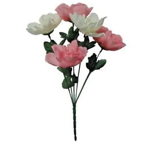 (Pack 24) 120 Cream & Pink Peonies 13" Bush Home Flower Craft In/Outdoor Decor