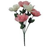 (Pack 24) 120 Cream & Pink Peonies 13" Bush Home Flower Craft In/Outdoor Decor