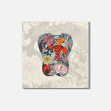 Hand Drawn Koi Fish With Peony Flower Animal 4'' X 4'' Square Wooden Coaster