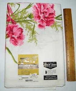 NOS Unused Vtg Mid Century Modern AMERICAN HOME 52" Square Tablecloth CARNATION