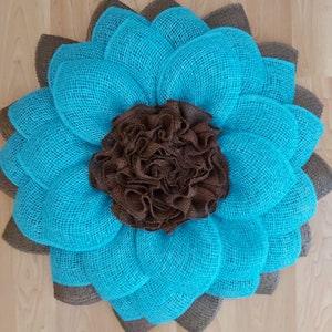 Sunflower Wreath Chocolate Turquoise Sunflower Wreath Summer Wreath Spring Wreath Fall Wreath Farmhouse Wreath Rustic Wreath