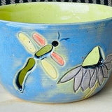 New! Coneflower and Dragon Fly Ceramic Stoneware Orchid Pot