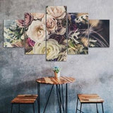 Rose Flower Bouquet Scene 5 Piece Five Panel Wall Canvas Print Modern Art Poster Picture Home Decor Gift For Him For Her