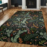Eclectic Plant Rug, Floral Pattern Rug, Home Decor Rug, Green Grass Rug, Herb Printed Rug, Kitchen Carpet, Decorative Gift, Minimalist Decor