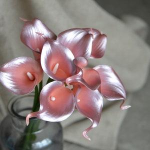 9 Rose Gold Calla Lilies Real Touch Flowers DIY Calla lilies Wedding Bouquets Centerpieces