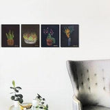 Black Background Botanical Plant Prints of an Orchid Lily Gladiolus Snake Plant and Succulent