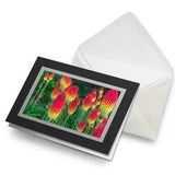 Greetings Card (Black) - Red Hot Pokers Lily Flower Plant Garden Birthday Gift #