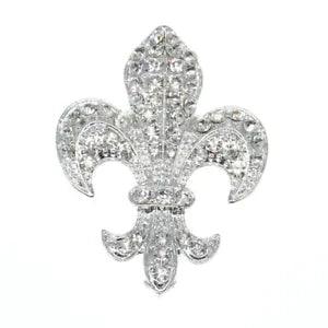 Luxury Crystal Fleur-de-li Brooches Rhinestone Lily Flower Shape Brooch Pin