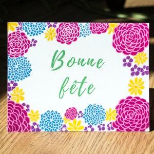 Bonne f¡§?te carte de souhaits, carte de voeux, fleurs, carte f¡§?minine, bouquet de fleurs, illustration nature, roses, carte florale