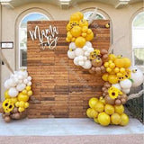 126pcs Matte Lemon Natural Sand Chocolate Brown Balloons Garland Arch Kit Bee Party Baby Shower Birthday Party Wedding Supplies Sunshine Kit