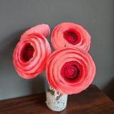 Ranunculus paper flowers, Red Peach Fake flower bouquet, Artificial floral centerpiece, Mothers Day flowers, Anniversary interior flowers