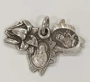 Sterling Silver Religious LILY St. Therese- Jesus - Miraculous medal SLIDE Charm