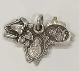 Sterling Silver Religious LILY St. Therese- Jesus - Miraculous medal SLIDE Charm