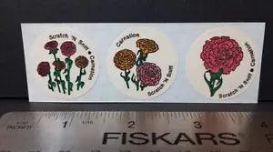 Vintage CTP Scratch And Sniff Sticker Strip Matte Carnation Flower