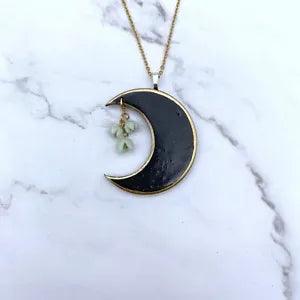 Lily of the Valley Black Moon Necklace cottagecore Celestial Crescent jewelry