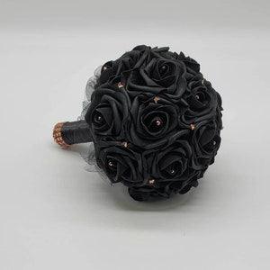Black And Rose Gold Butterfly Bouquet, Rose Gold Bouquet, Bridesmaid Bouquet,Toss Bouquet, Corsages, Boutonnieres,27 Colors Available