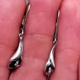 Sterling Silver Calla Lily Diamond Drop Earrings