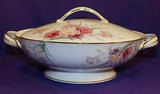NORITAKE NIPPON TOKI KAISHA AMHERST CHINA COVERED CASSEROLE DISH CARNATIONS 1947
