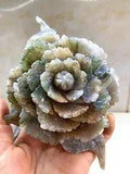1PC Natural moss agate Peony flower Crystal Quartz carved reiki healing random
