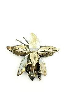 Taxco Mexico Oxidized Sterling silver 925 Lily Lotus Flower Pin Brooch