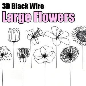 3D Wire Large Flowers / Handmade Delicate & Minimalistic Wire Art / Home decor / Vase Decors / Unique Gift / MinnieMadeNY