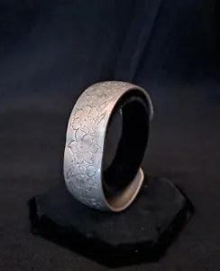 KIRK STIEFF Elegant Engraved Floral PEWTER CUFF BRACELET: 900-3 - 7.25"