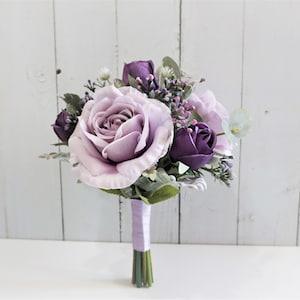 Dusty Purple Bridesmaid Bouquet, Maid of Honour Bouquet, Purple Rose Wedding Bouquet, Lavender Wedding Bouquet, Purple Roses Floral Bouquet