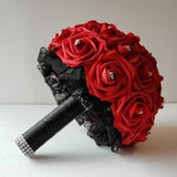 Red Skull Bouquet,Red And Black Bouquet,Gothic Bouquet, Bridesmaid Bouquet,Toss, Matching Boutonnieres And Corsages,Custom Colors Available