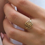 Sacred Geometry Ring, Flower Of Life Ring, Seed Of Life Ring, Circle Of Life Ring, Dainty 14K Gold Ring, Spiritual Ring, Ethnic Mandala Ring