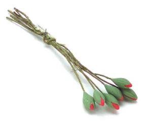 Dollhouse Miniature Hot Pink Water Lily Bud Set of 6