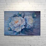 Original Art Peony Painting Flowers Floral Art White Peony Oil On canvas Artwork