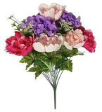Burgundy Pink Mixed Flower 20" Bush 12-Bloom Silk Flower Home Yard Decor #BP2222